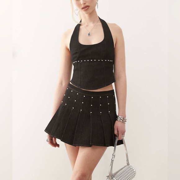Motel Rocks Gatlin Black Denim Skirt - Picture 1 of 3